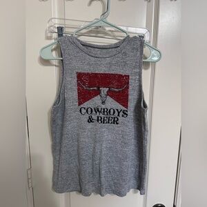 SHEIN Gray Tank Top Cowboys & Beer